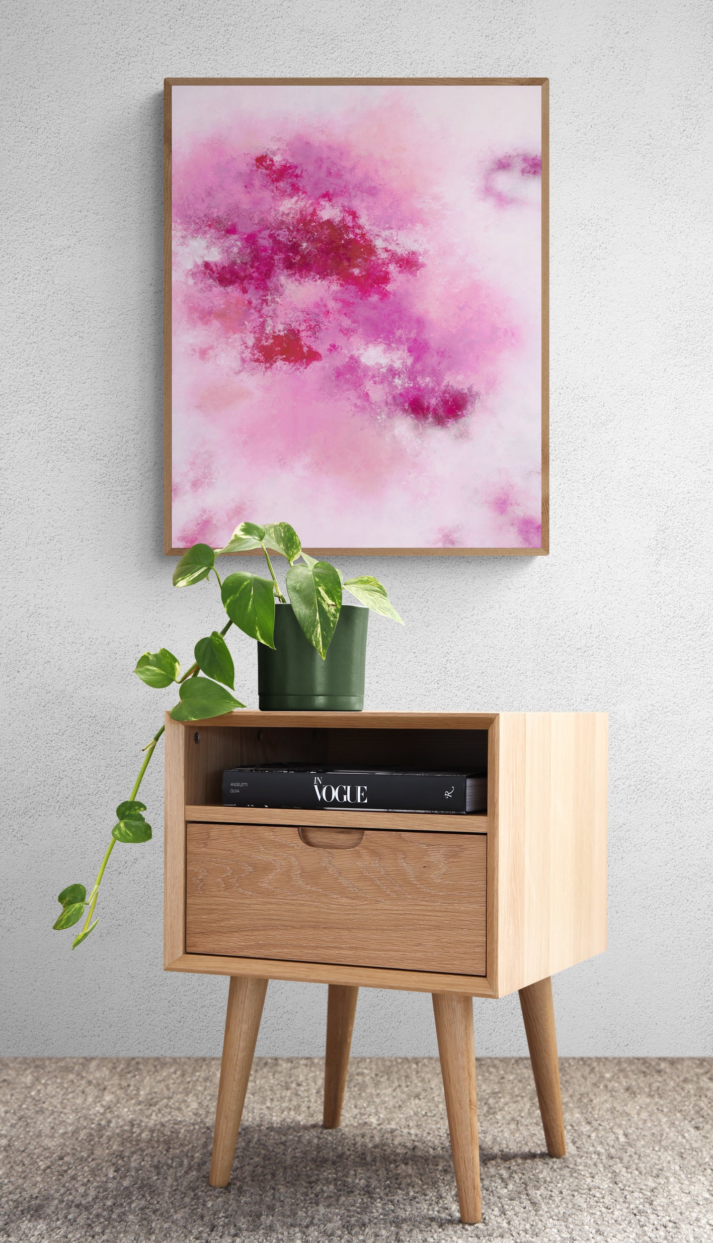 red pinks white dreamy abstract painting poster print
