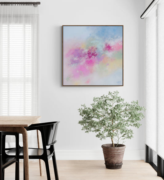 "Introducing 'Autumn,' a dreamy, flowy painting featuring soft pastel colors with darker accents. This piece captures the essence of the season, blending gentle hues and rich tones in a harmonious dance."